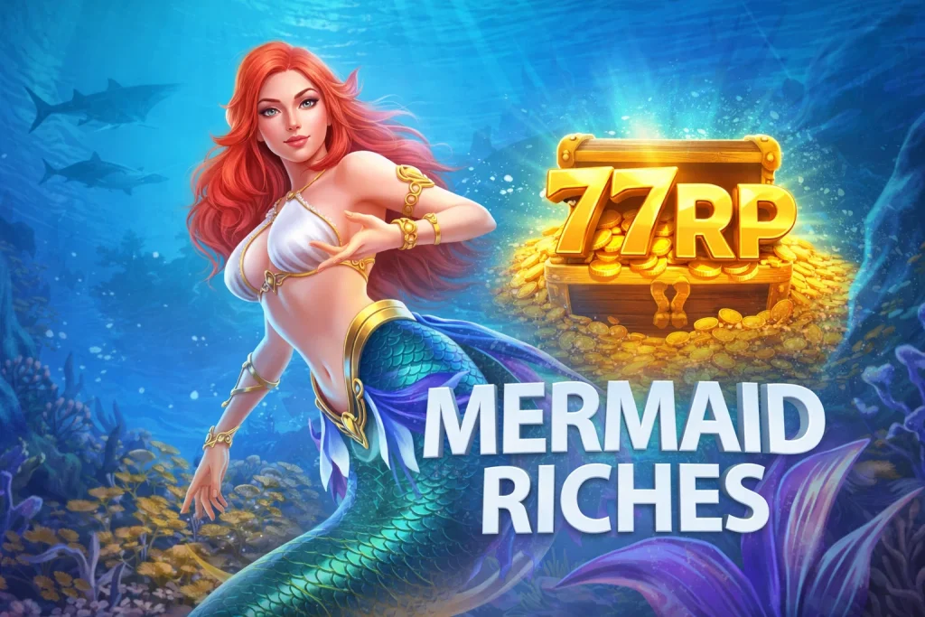 Tampilan permainan MERMAID RICHES dengan tema bawah laut saat dimainkan di 77RP