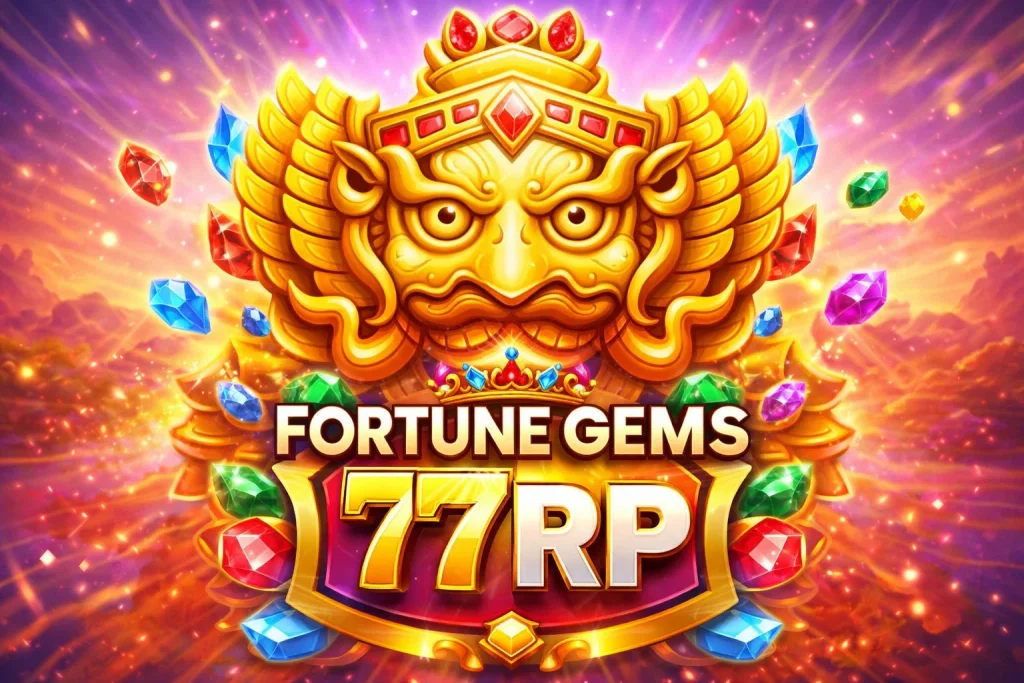 Tampilan FORTUNE GEMS di 77RP dengan warna permata cerah dan animasi permainan yang halus dan nyaman
