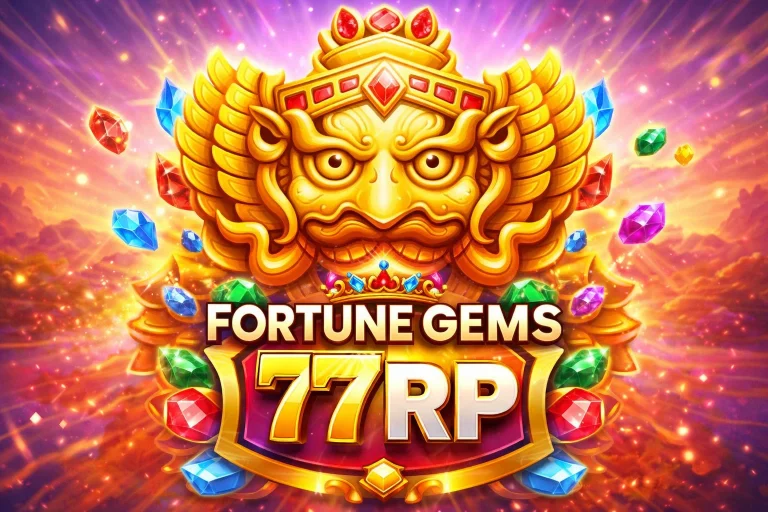 Tampilan FORTUNE GEMS di 77RP dengan warna permata cerah dan animasi permainan yang halus dan nyaman